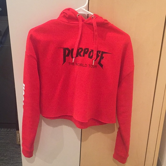 H&M Justin Bieber Tops - Purpose world tour red crop hoodie justin bieber